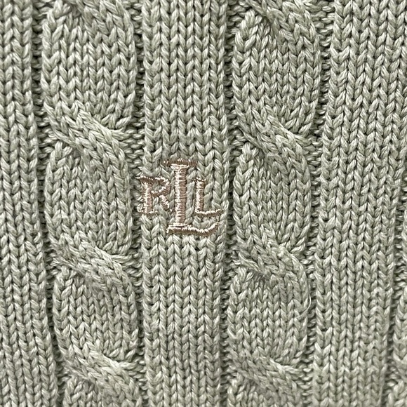 Ralph Lauren Celery Green Cable Knit Crewneck Sweater Size XL 100% Cotton - Picture 3 of 5